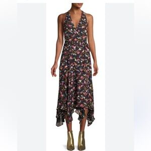 A.L.C Roslyn Silk Wrap Ruffle DRESS